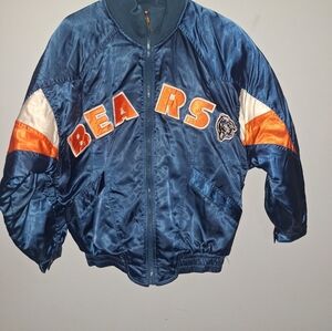 Vintage 90s Chicago Bears NFL Varsity Satin Jacket Mens Medium Cliff Engle